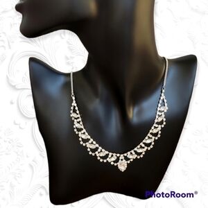 3/$30 CLAIRE'S Bridal Marquis Crystal Chain Coquette Princess Necklace